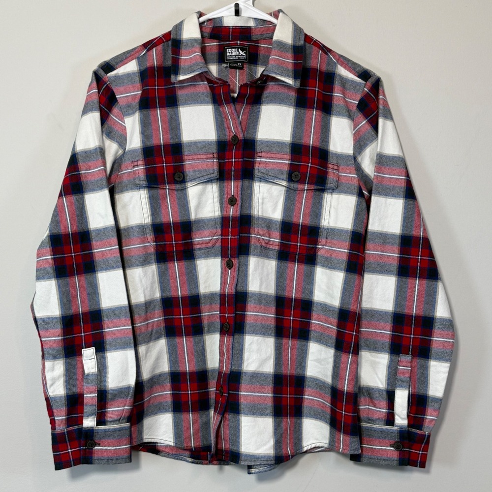NWT Eddie Bauer Stines Favorite Flannel Women PS Hollyred Plaid Cabincore Fall